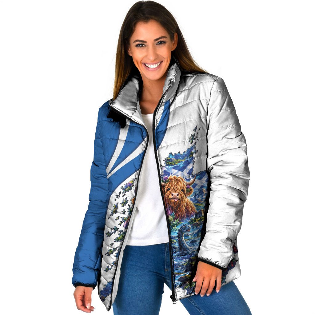 Scotland Padded Jacket Abstract National Flag and Map Cultural Art
