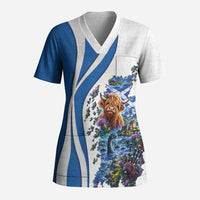 Scotland Scrub Top Abstract National Flag and Map Cultural Art