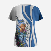 Scotland Scrub Top Abstract National Flag and Map Cultural Art