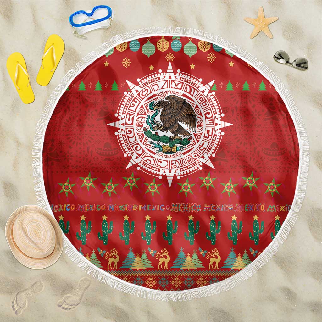Mexico Merry Christmas Beach Blanket Mexican Cultural Emblem Xmas Style - Wonder Print Shop