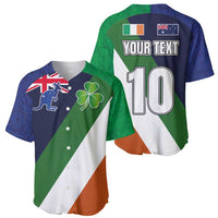 Baseball jerseys shown together: front shamrock design and back with flag icons and number 10