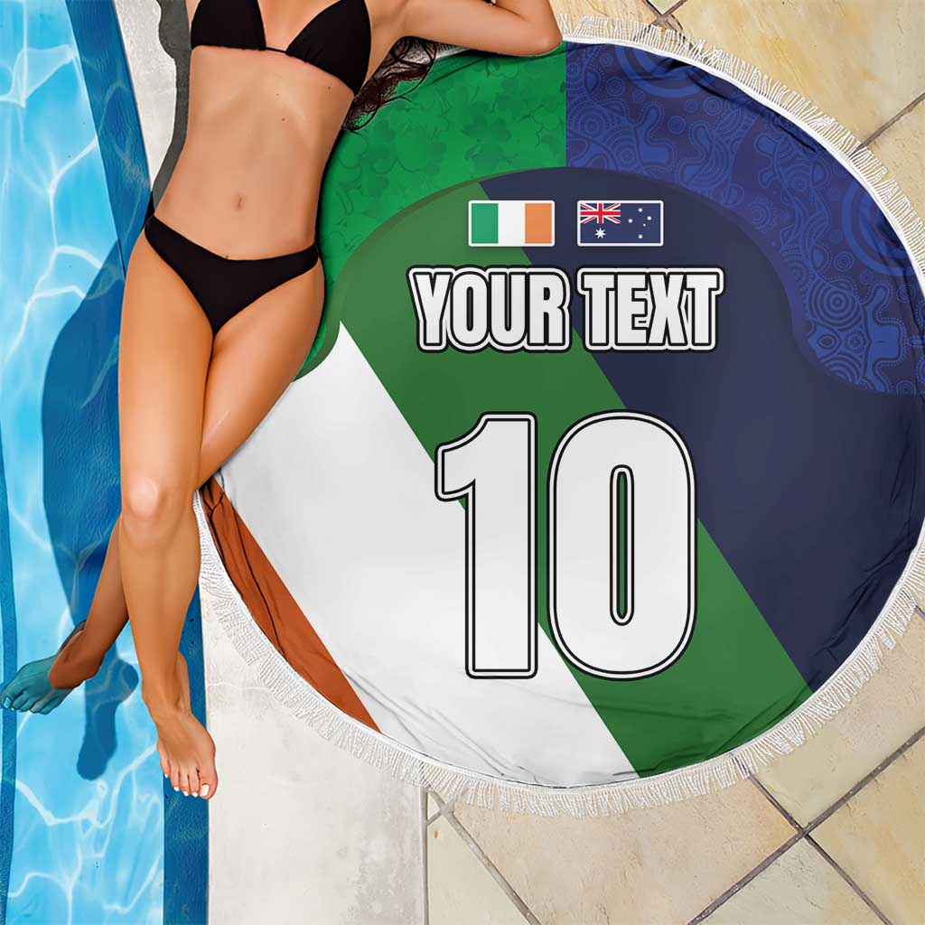 Custom Ireland and Australia Beach Blanket Shamrocks and Aboriginal Art