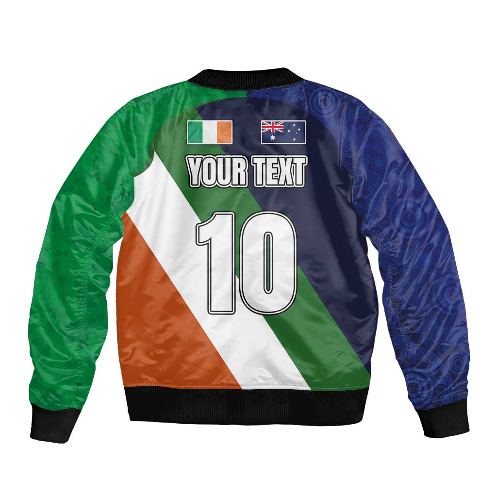 Custom Ireland and Australia Bomber Jacket Shamrocks and Aboriginal Art
