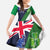 Custom Ireland and Australia Family Matching Off Shoulder Maxi Dress and Hawaiian Shirt Shamrocks and Aboriginal Art