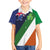 Custom Ireland and Australia Family Matching Off Shoulder Short Dress and Hawaiian Shirt Shamrocks and Aboriginal Art