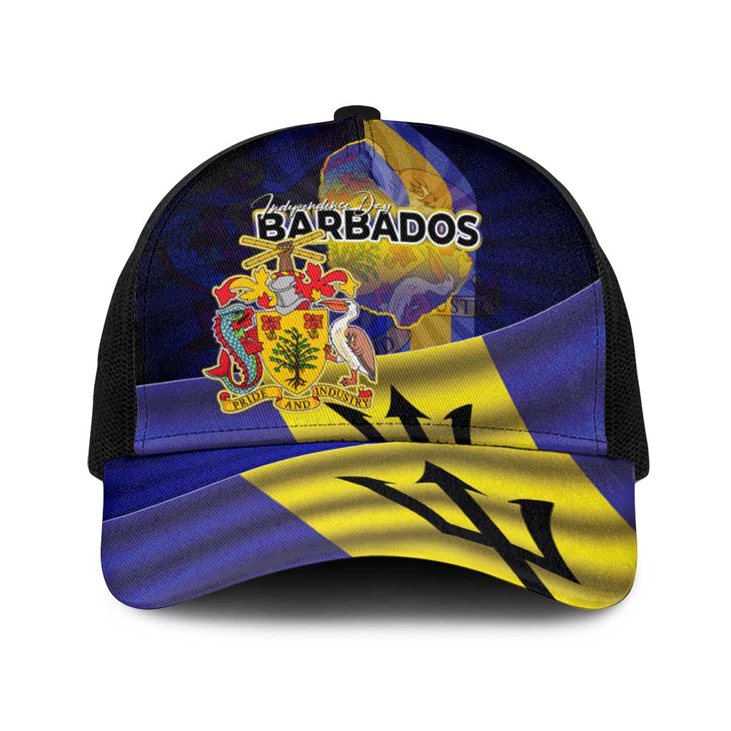 Barbados Independence Day Baseball Net Cap Coat of Arms with Freedom Emblems - Wonder Print Shop