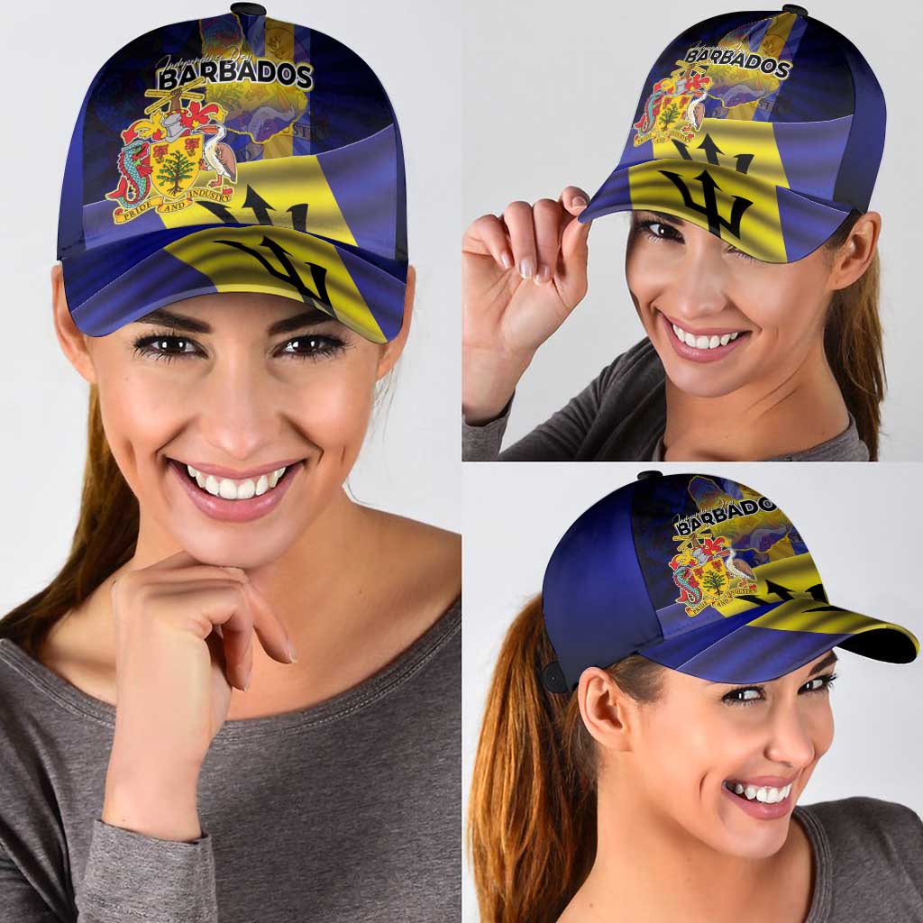 Barbados Independence Day Classic Cap Coat of Arms with Freedom Emblems - Wonder Print Shop