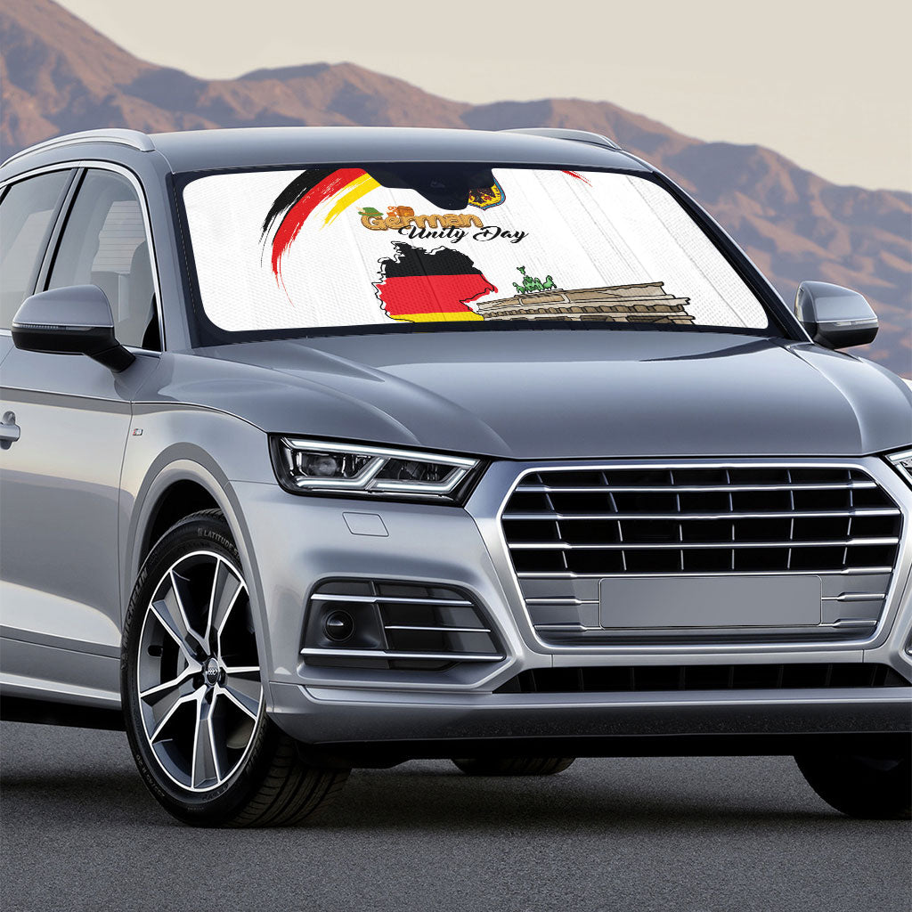 German Unity Day Auto Sun Shade Deutschland-Brandenburg Gate with Map