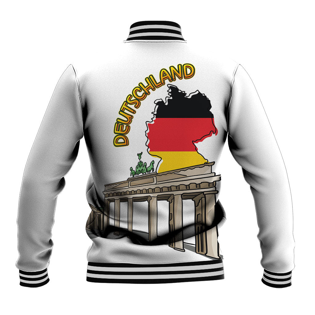 German Unity Day Baseball Jacket Deutschland-Brandenburg Gate with Map