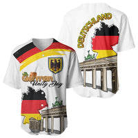 German Unity Day Baseball Jersey Deutschland-Brandenburg Gate with Map