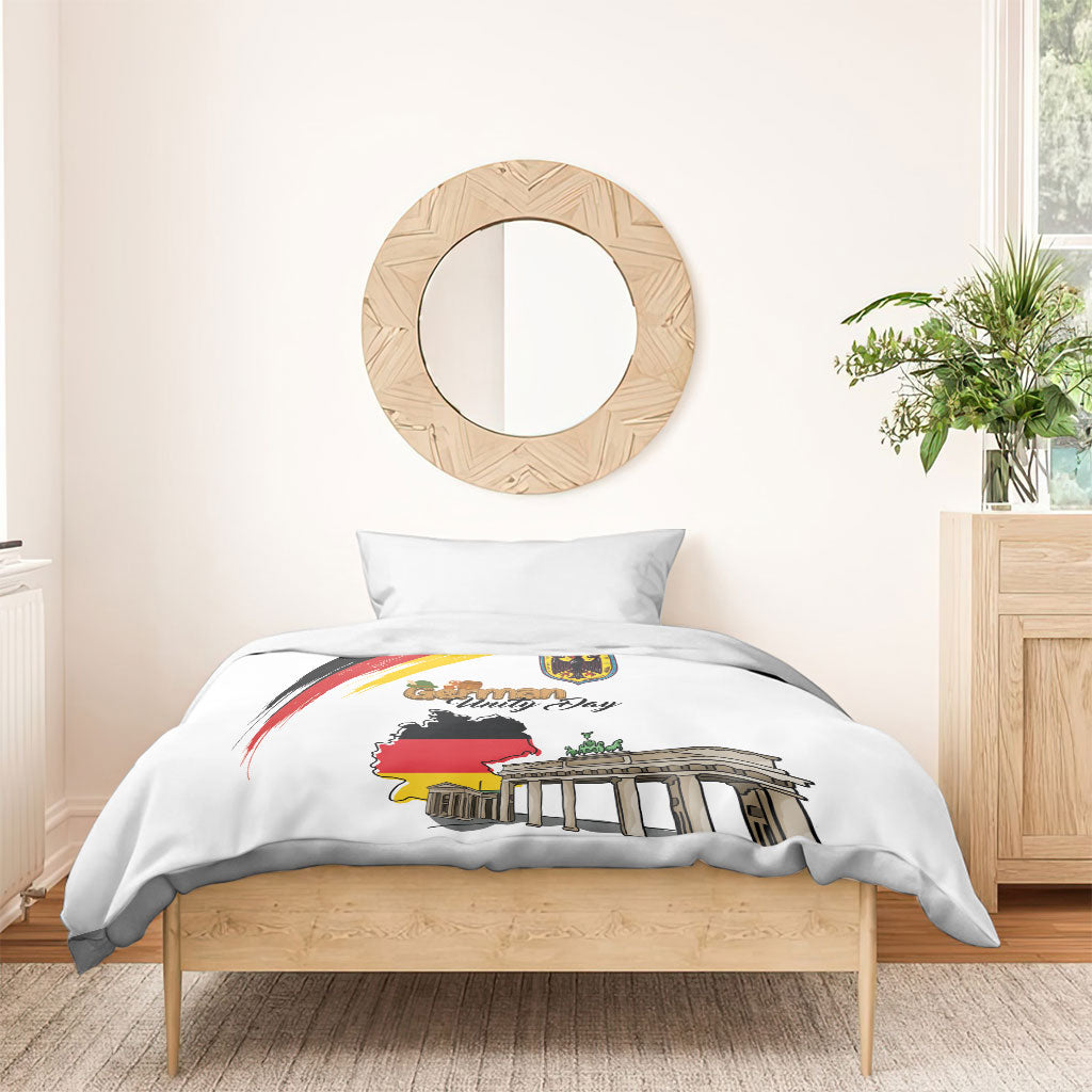 German Unity Day Bedding Set Deutschland-Brandenburg Gate with Map