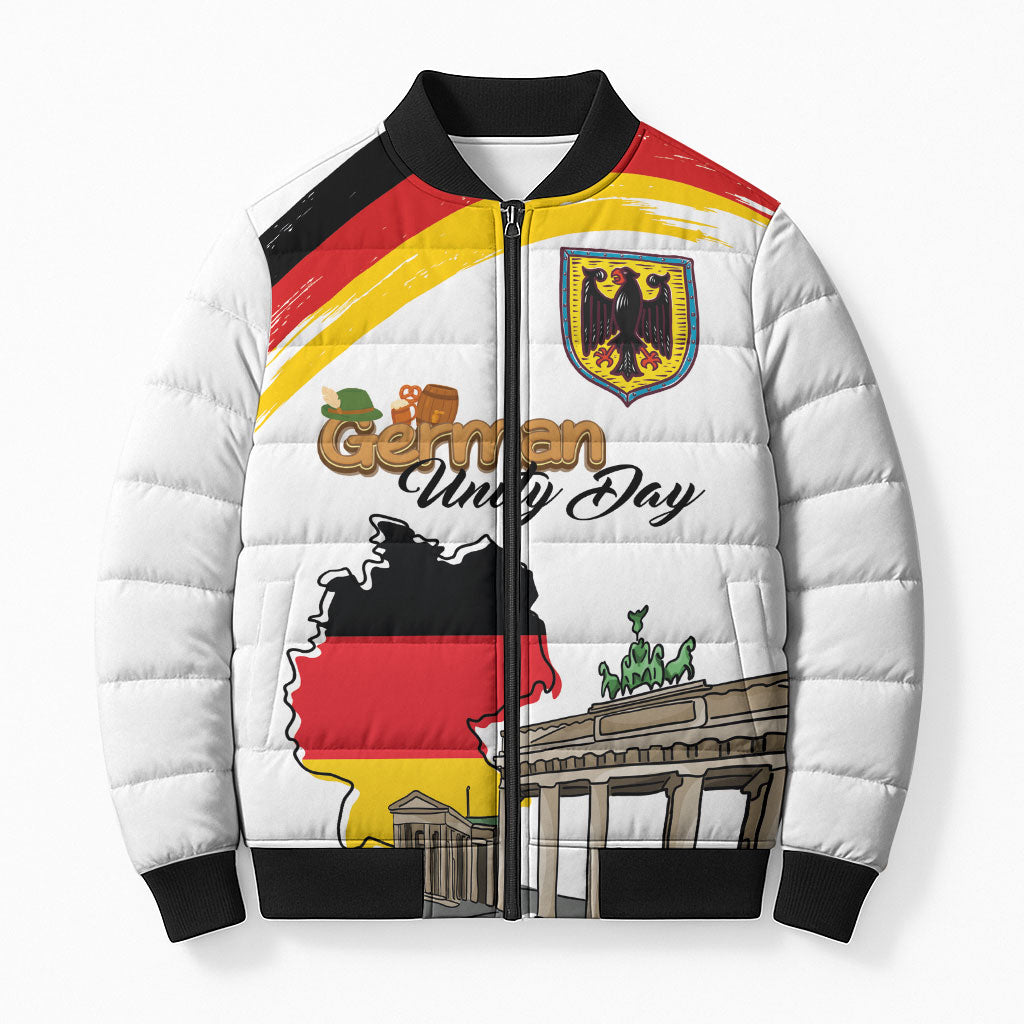 German Unity Day Bomber Puffer Jacket Deutschland-Brandenburg Gate with Map