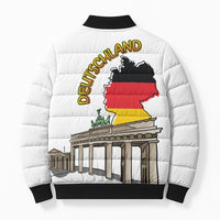German Unity Day Bomber Puffer Jacket Deutschland-Brandenburg Gate with Map