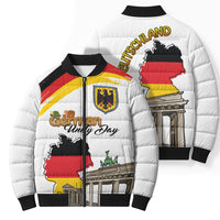 German Unity Day Bomber Puffer Jacket Deutschland-Brandenburg Gate with Map