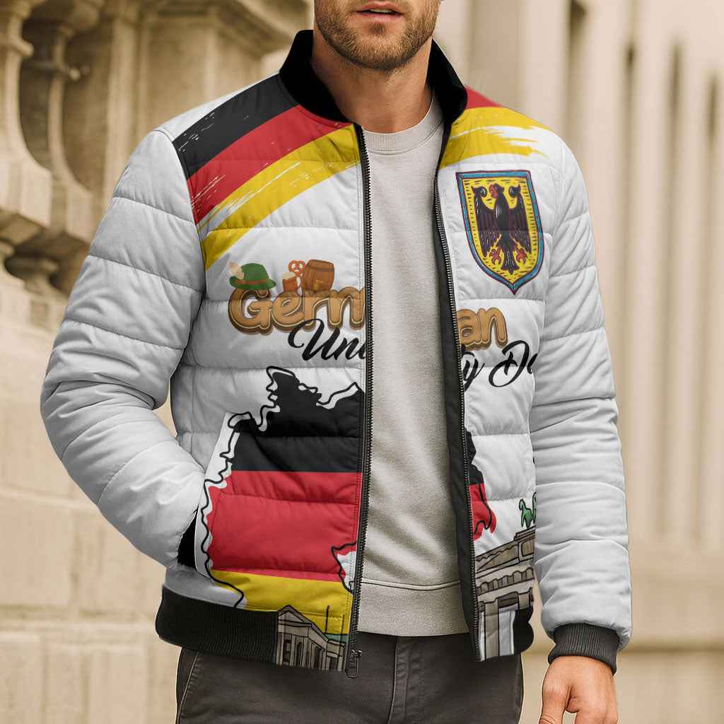 German Unity Day Bomber Puffer Jacket Deutschland-Brandenburg Gate with Map