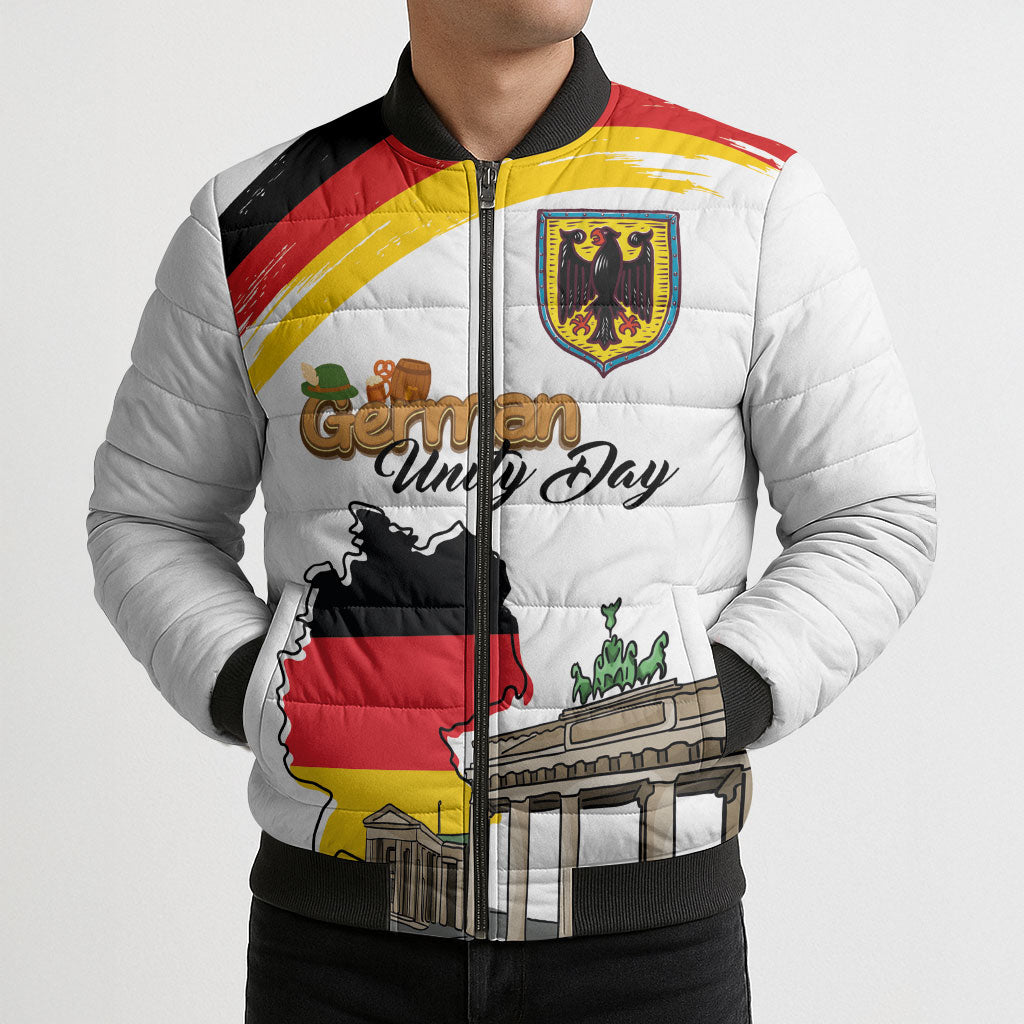 German Unity Day Bomber Puffer Jacket Deutschland-Brandenburg Gate with Map