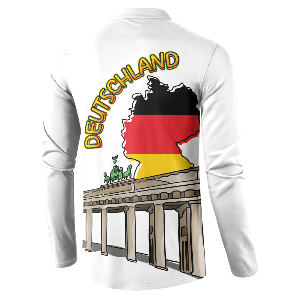 German Unity Day Button Sweatshirt Deutschland-Brandenburg Gate with Map