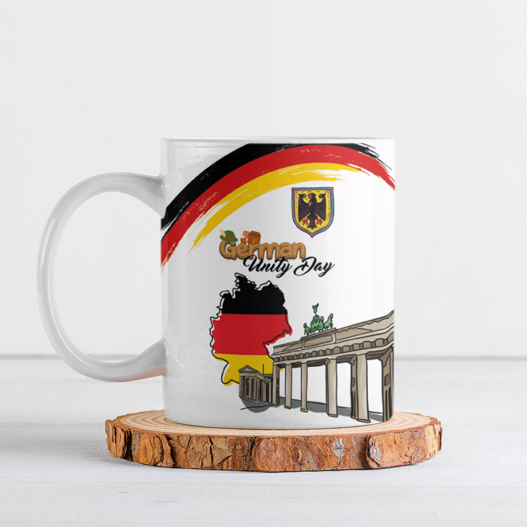 German Unity Day Ceramic Mug Deutschland-Brandenburg Gate with Map