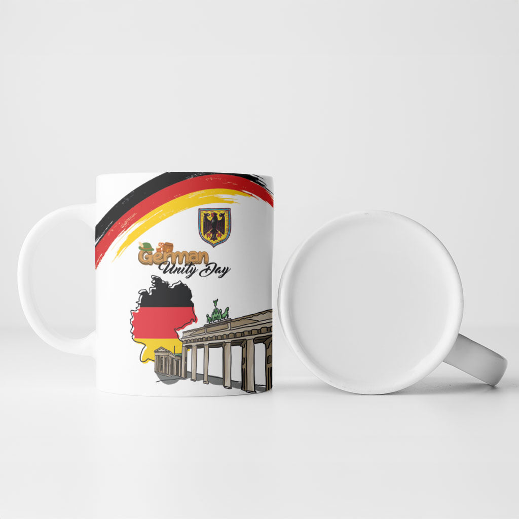 German Unity Day Ceramic Mug Deutschland-Brandenburg Gate with Map