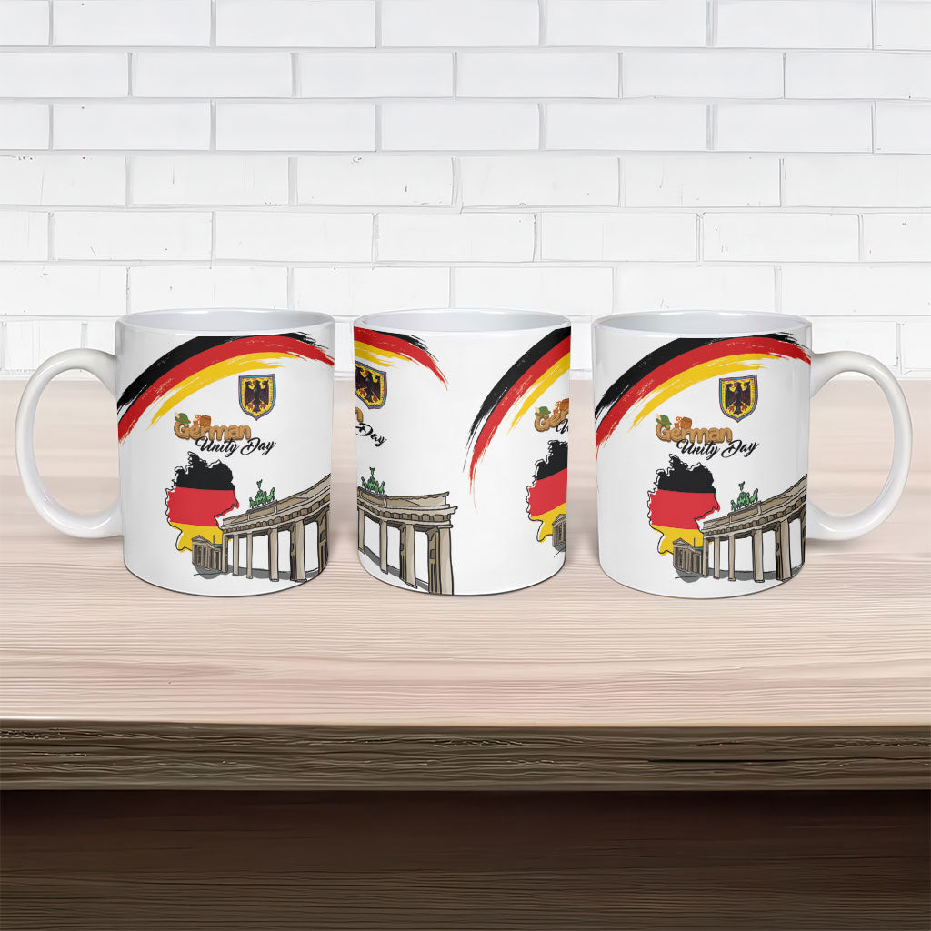 German Unity Day Ceramic Mug Deutschland-Brandenburg Gate with Map