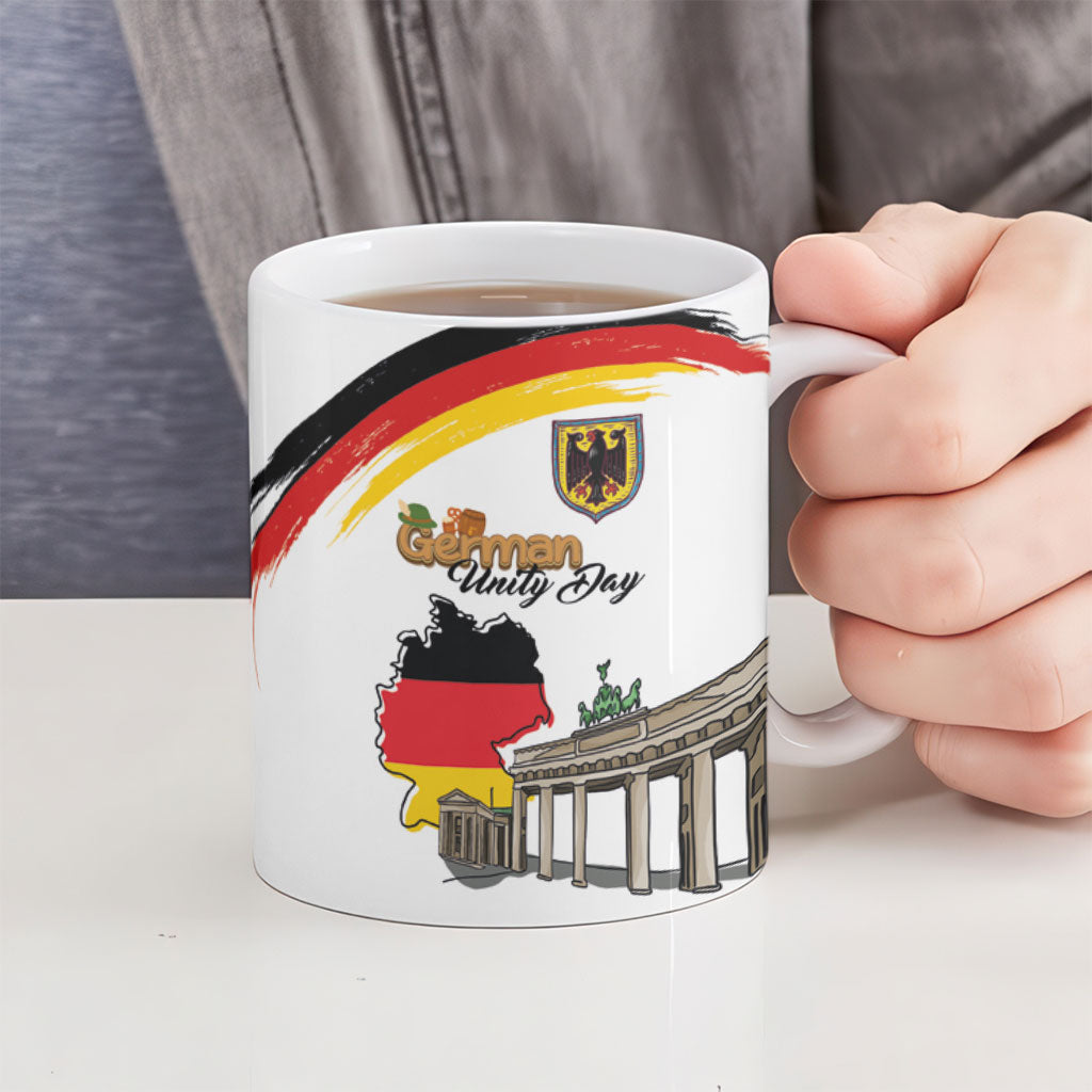 German Unity Day Ceramic Mug Deutschland-Brandenburg Gate with Map