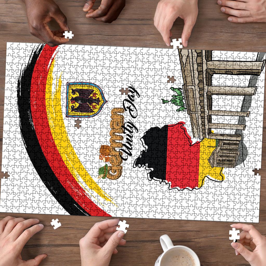 German Unity Day Puzzle Deutschland-Brandenburg Gate with Map