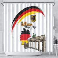 German Unity Day Shower Curtain Deutschland-Brandenburg Gate with Map