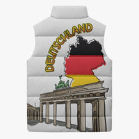 German Unity Day Sleeveless Puffer Jacket Deutschland-Brandenburg Gate with Map