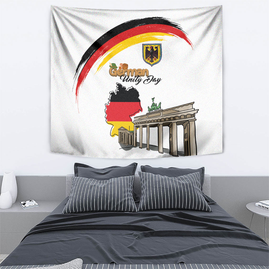 German Unity Day Tapestry Deutschland-Brandenburg Gate with Map