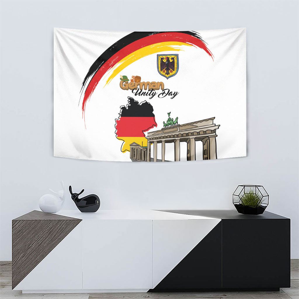 German Unity Day Tapestry Deutschland-Brandenburg Gate with Map