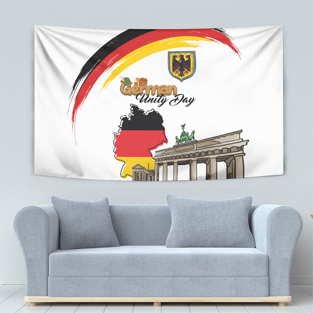 German Unity Day Tapestry Deutschland-Brandenburg Gate with Map