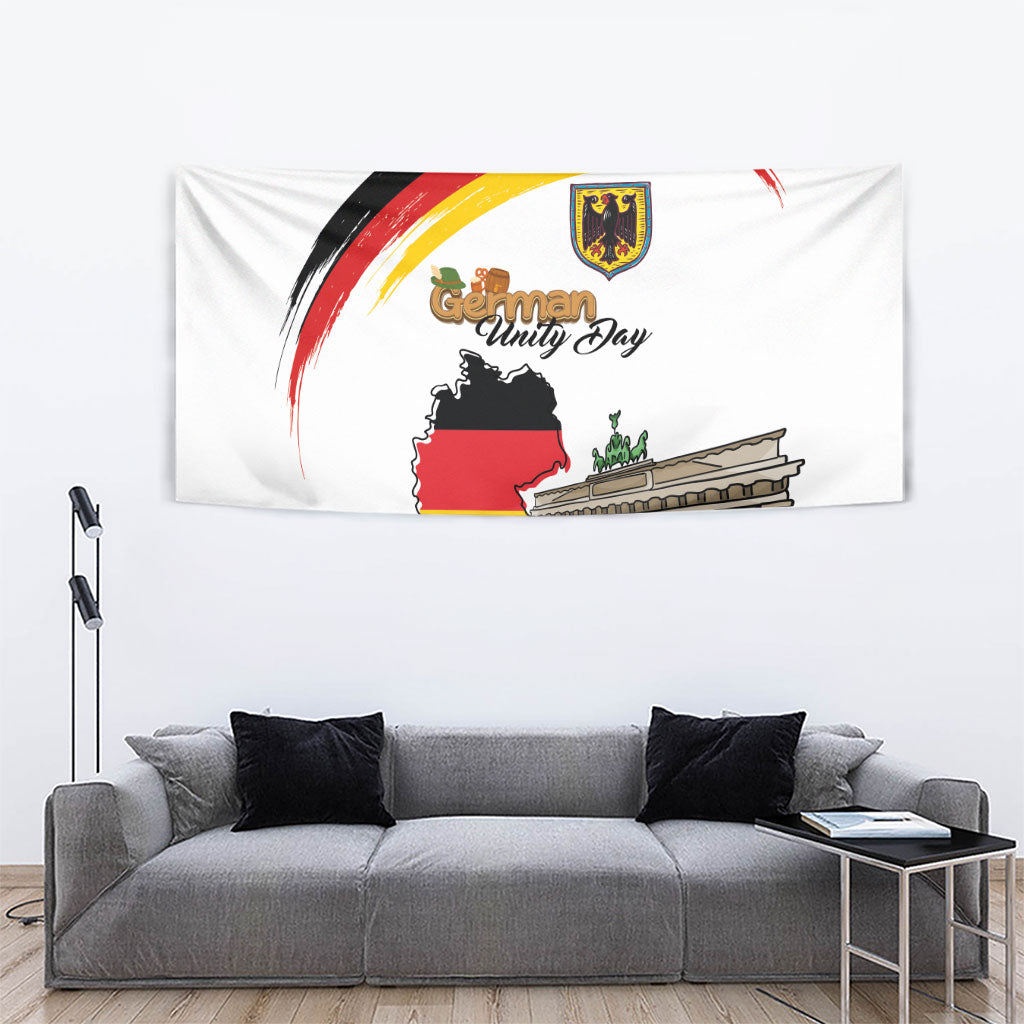 German Unity Day Tapestry Deutschland-Brandenburg Gate with Map