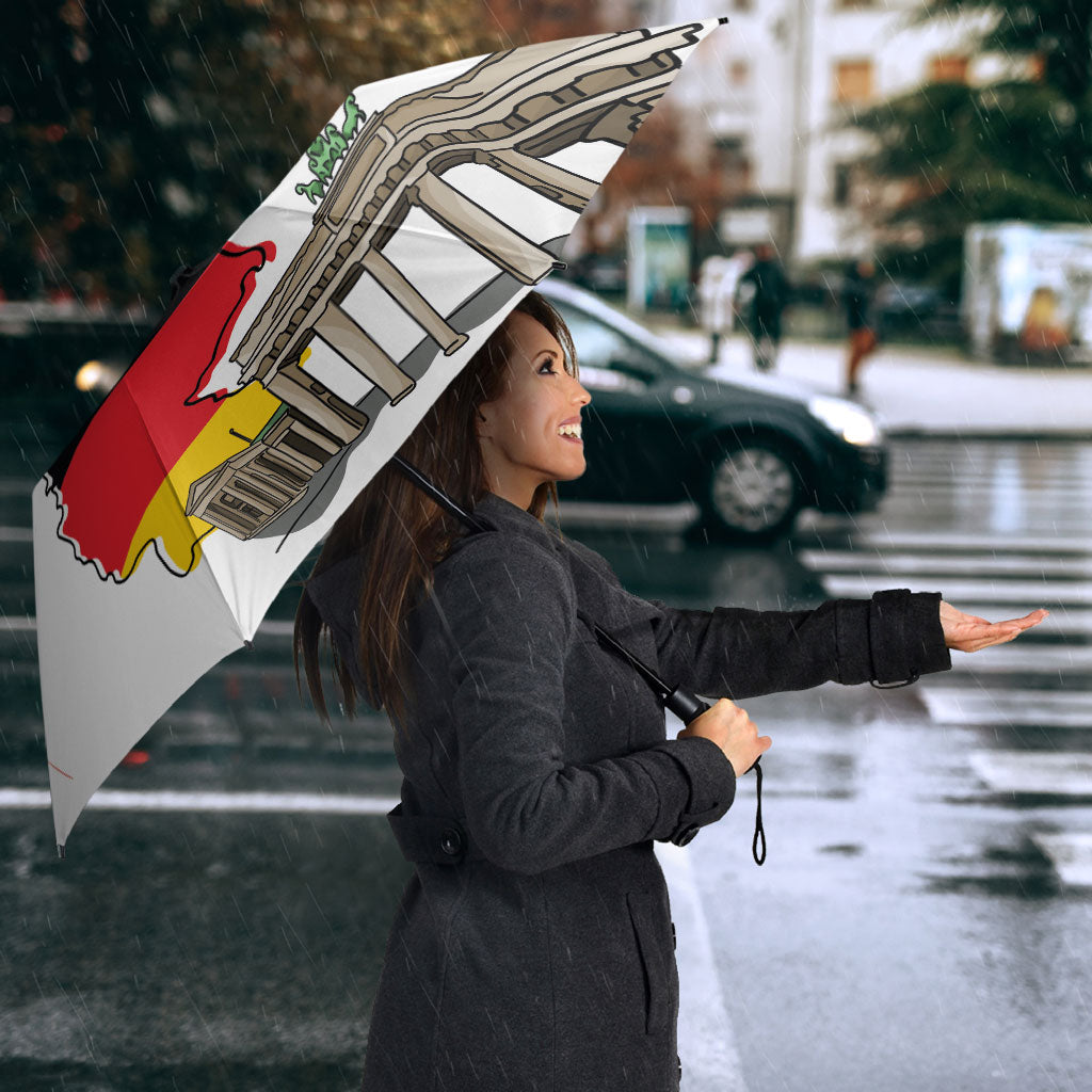 German Unity Day Umbrella Deutschland-Brandenburg Gate with Map