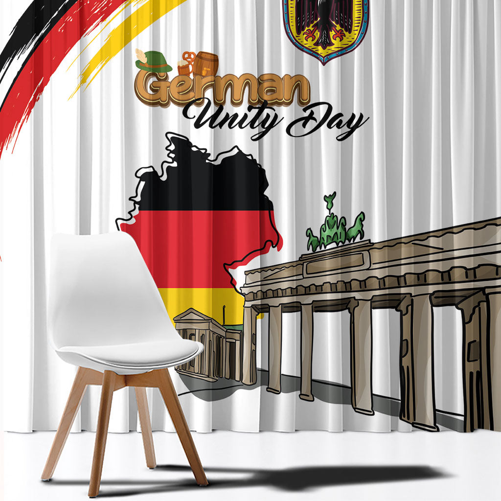 German Unity Day Window Curtain Deutschland-Brandenburg Gate with Map