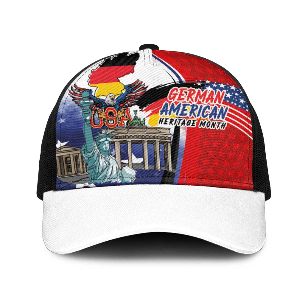 German American Heritage Month Baseball Net Cap USA Bald Eagle with Brandenburg Gate