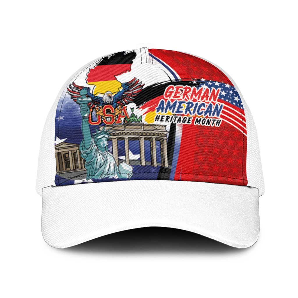 German American Heritage Month Baseball Net Cap USA Bald Eagle with Brandenburg Gate
