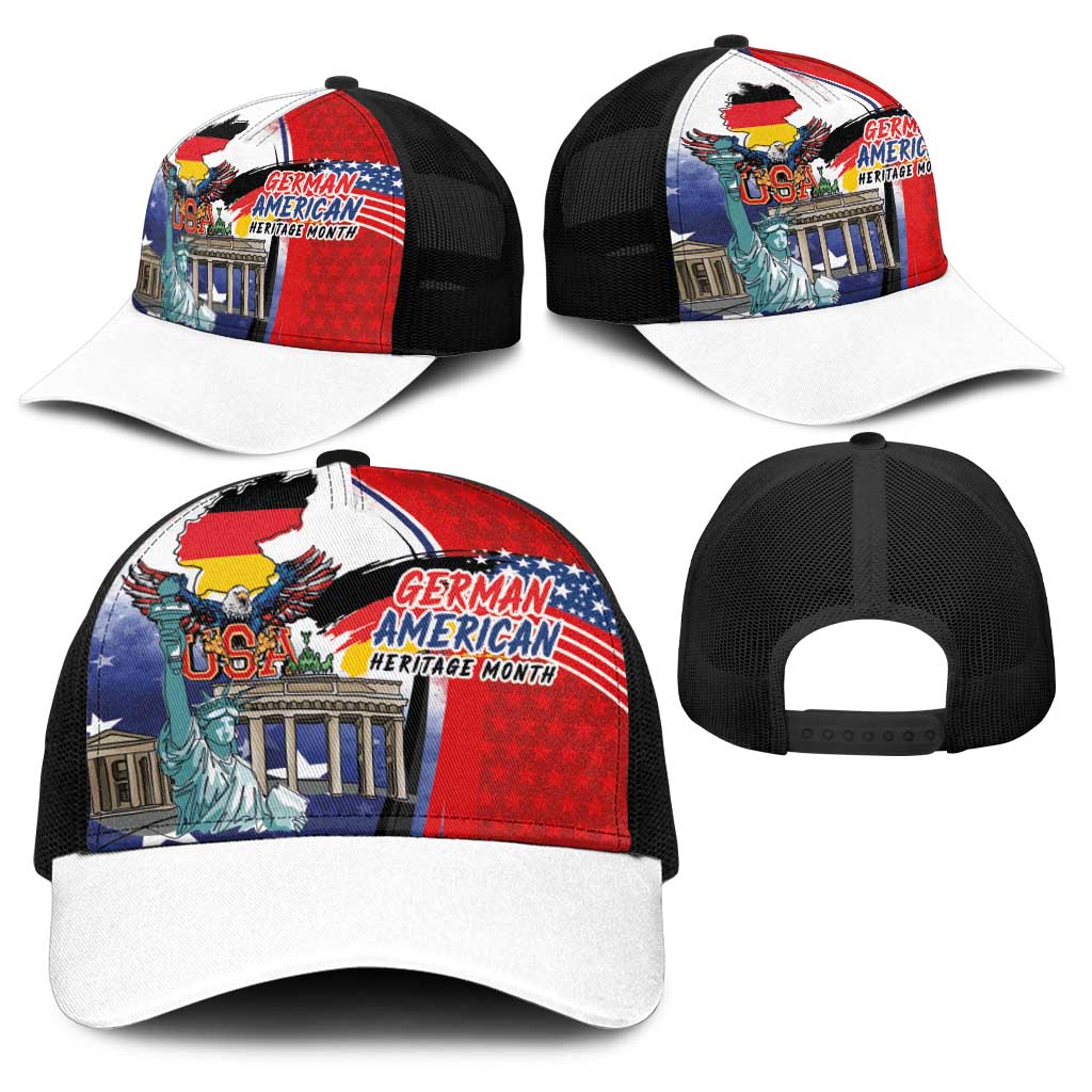 German American Heritage Month Baseball Net Cap USA Bald Eagle with Brandenburg Gate