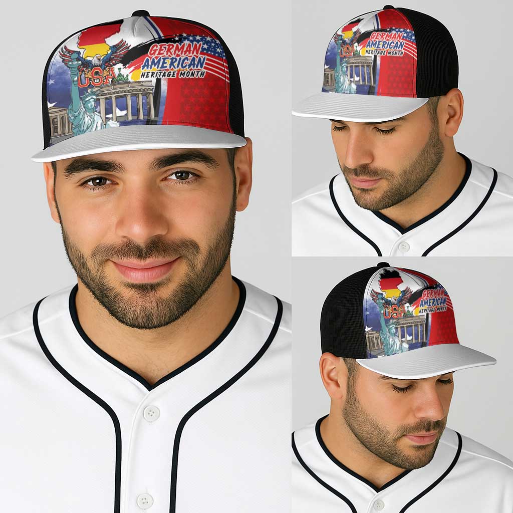 German American Heritage Month Baseball Net Cap USA Bald Eagle with Brandenburg Gate