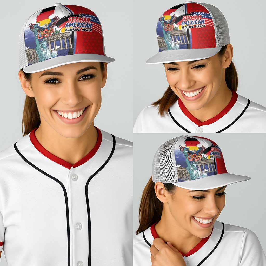 German American Heritage Month Baseball Net Cap USA Bald Eagle with Brandenburg Gate
