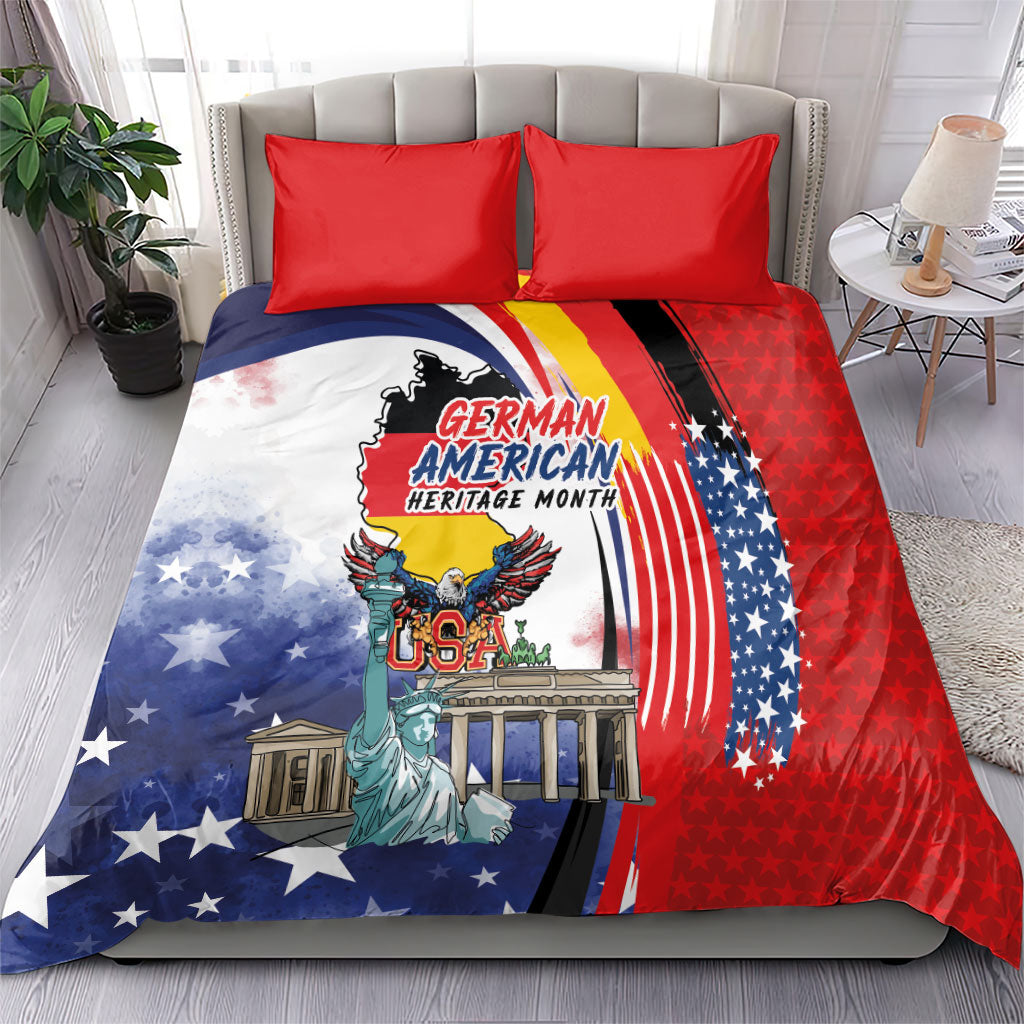 German American Heritage Month Bedding Set USA Bald Eagle with Brandenburg Gate