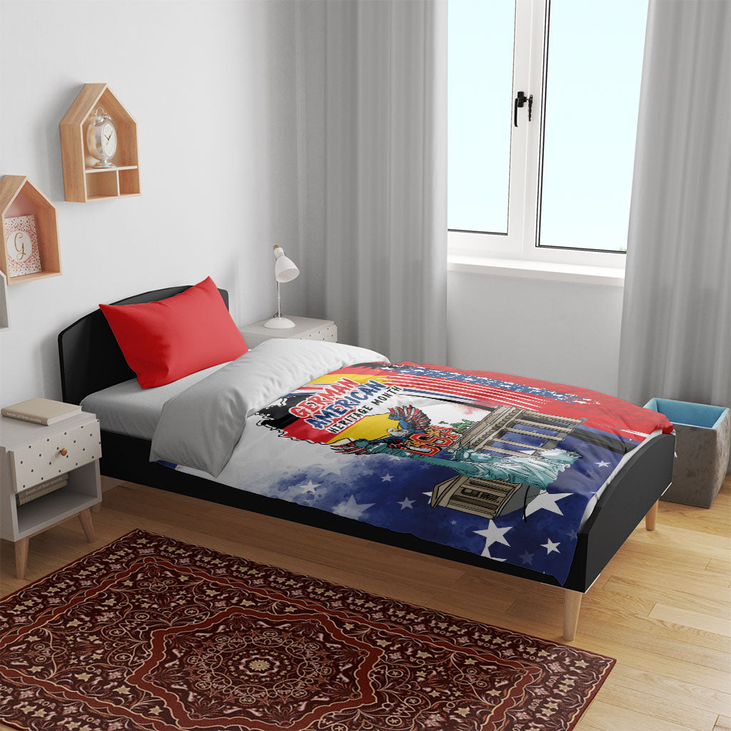 German American Heritage Month Bedding Set USA Bald Eagle with Brandenburg Gate