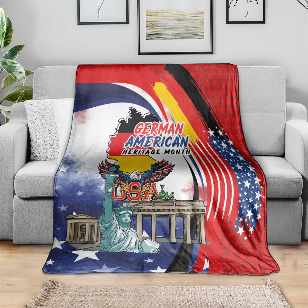 German American Heritage Month Blanket USA Bald Eagle with Brandenburg Gate