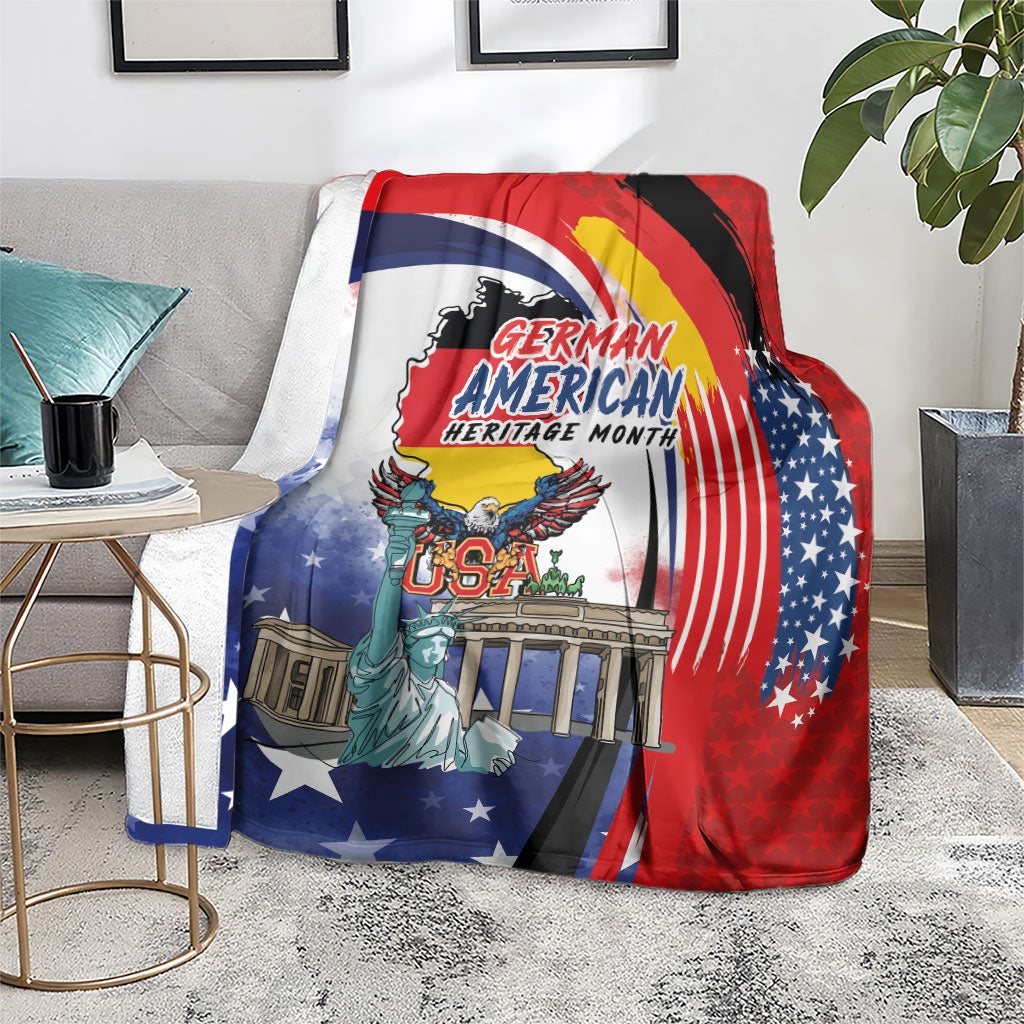 German American Heritage Month Blanket USA Bald Eagle with Brandenburg Gate