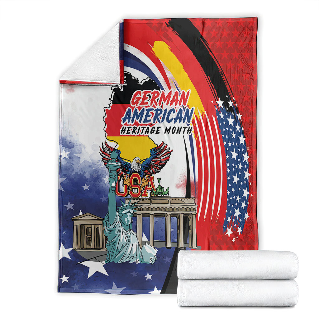 German American Heritage Month Blanket USA Bald Eagle with Brandenburg Gate