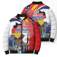 German American Heritage Month Bomber Puffer Jacket USA Bald Eagle with Brandenburg Gate