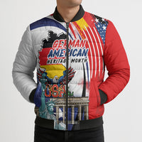 German American Heritage Month Bomber Puffer Jacket USA Bald Eagle with Brandenburg Gate