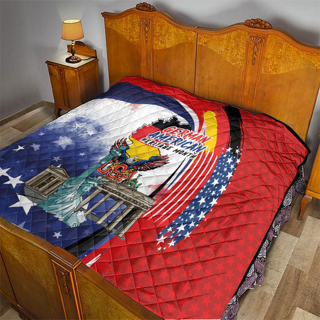 German American Heritage Month Quilt USA Bald Eagle with Brandenburg Gate