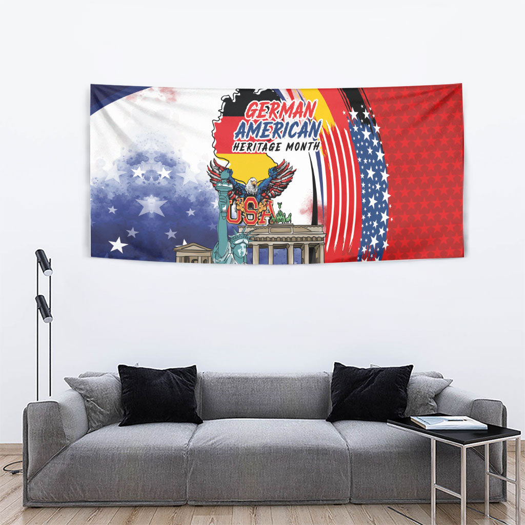 German American Heritage Month Tapestry USA Bald Eagle with Brandenburg Gate