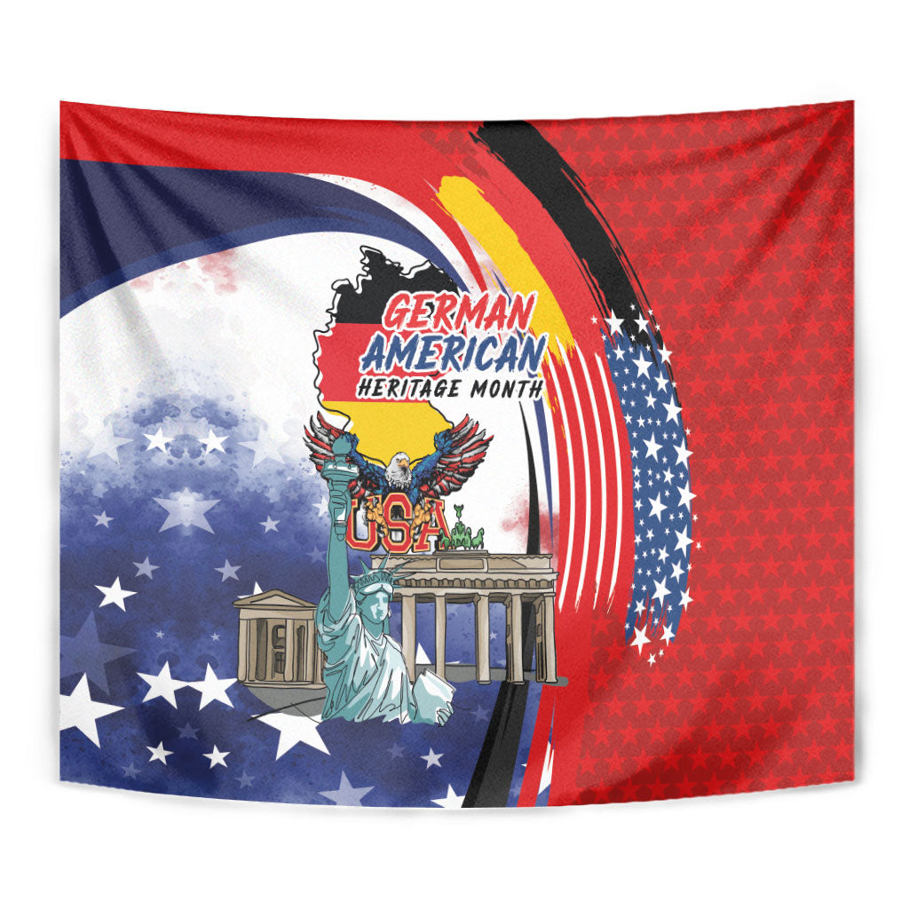German American Heritage Month Tapestry USA Bald Eagle with Brandenburg Gate