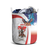 Polish American Heritage Month Laundry Basket Winged Hussar with USA Bald Eagle